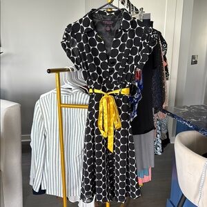 Robbie Bee Signature Black Dress with Yellow Accent